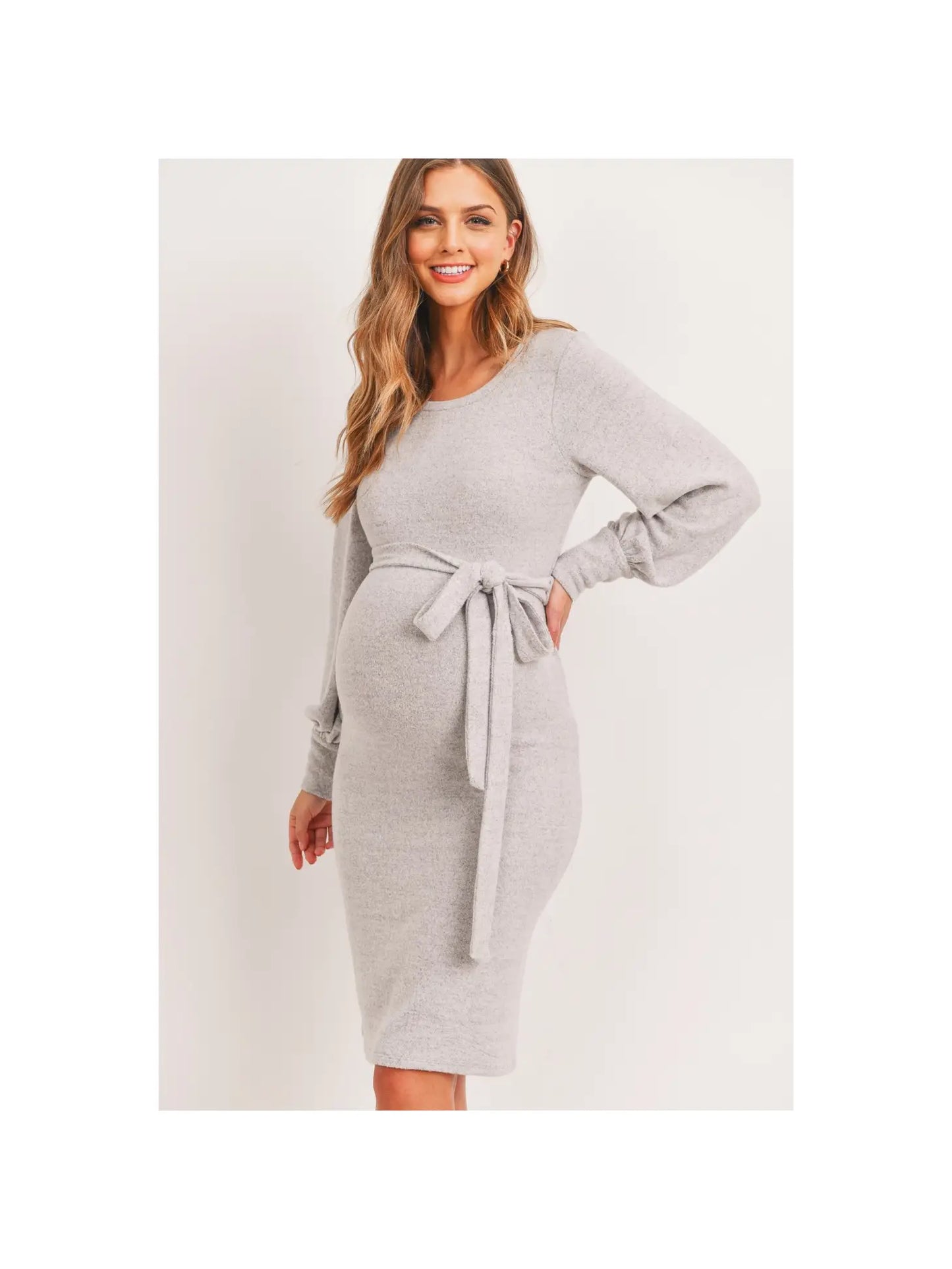 Blush Cashmere-Like Sweater Knit Maternity Dress