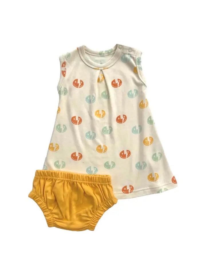 Organic Cotton Dress w/ Bloomers - Smiley Bolt