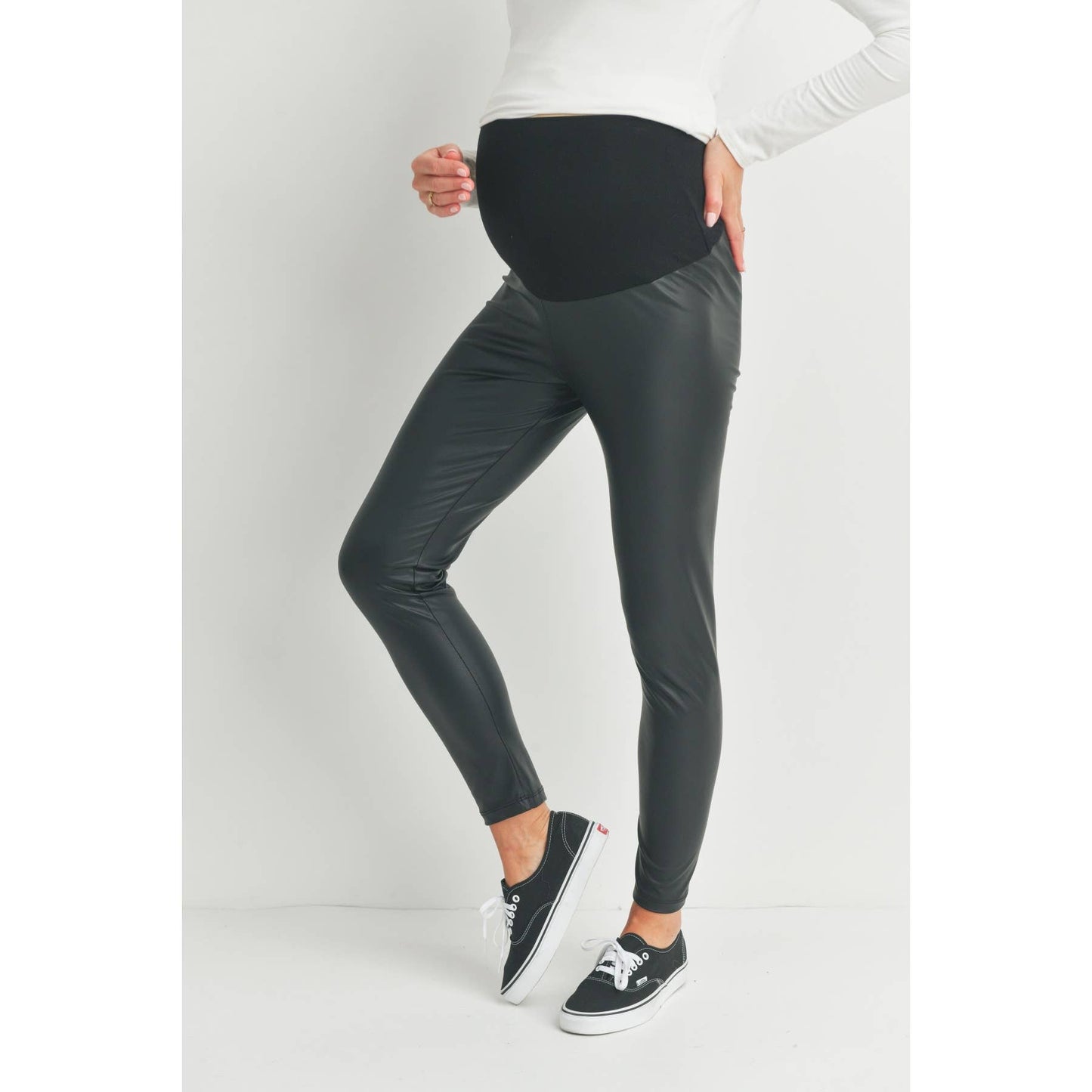 Faux Leather Maternity Over the Bump Leggings