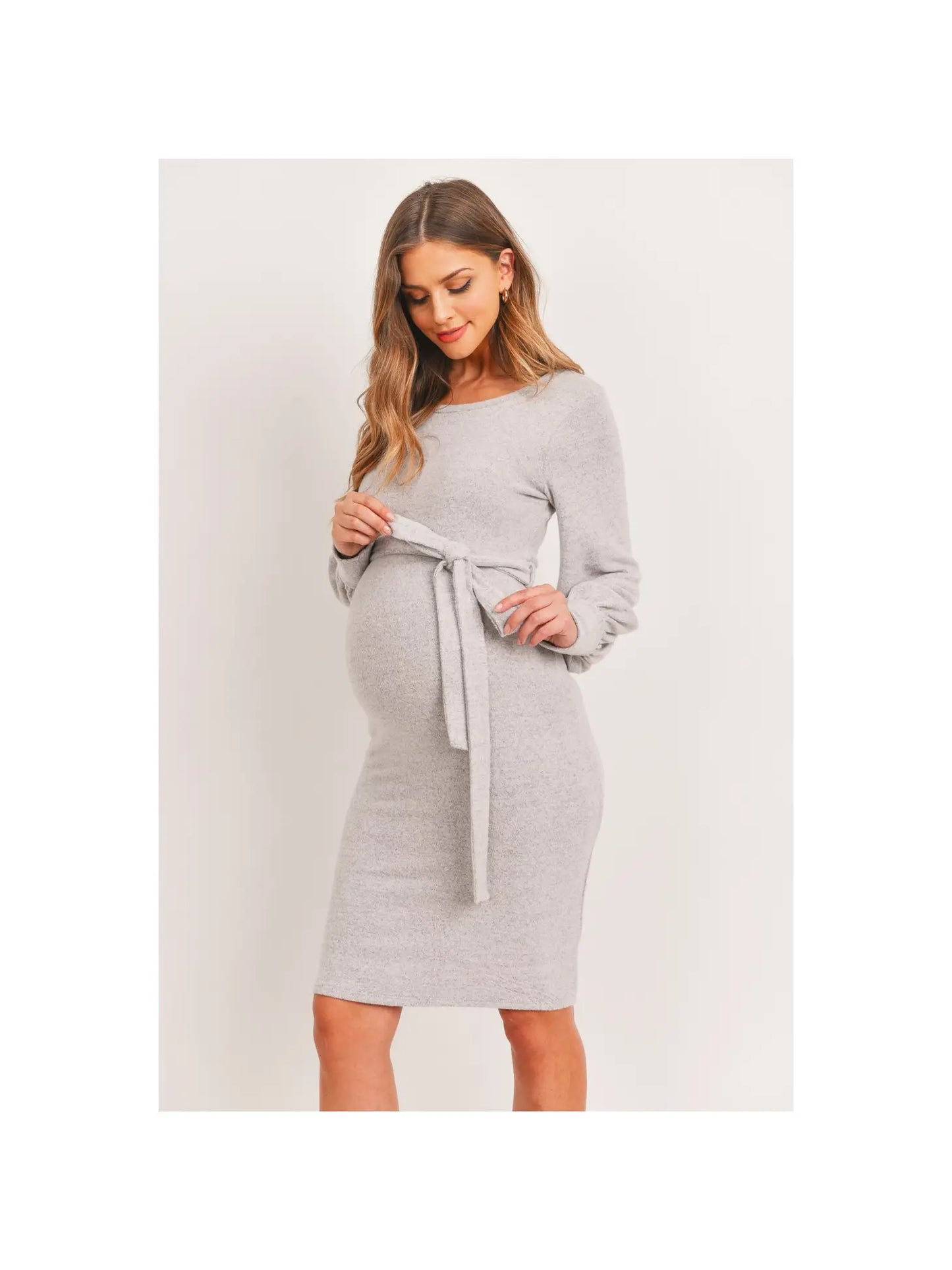 Blush Cashmere-Like Sweater Knit Maternity Dress
