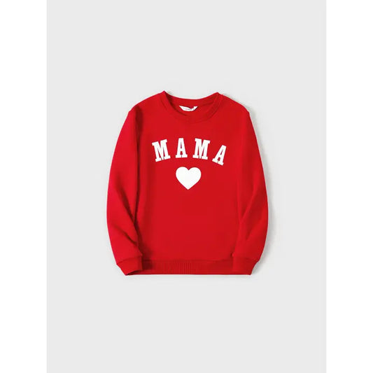 "MAMA" Heart Print Sweatshirt