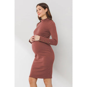 Ribbed Maternity Mock Neck Dress