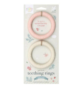 Silicone teether: Leaves - Strawberry Cream