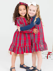 'Tis The Season Plaid Ruffle Bow Dress