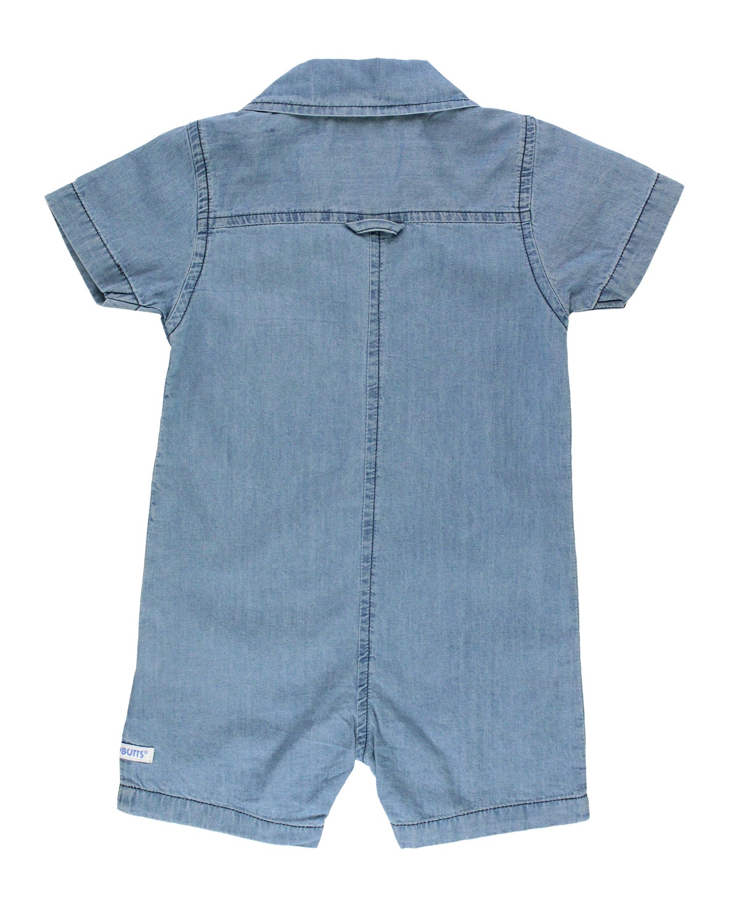 Baby Boys Light Wash Denim Button-Up Romper