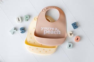 You’re a Peach Silicone Bib Set