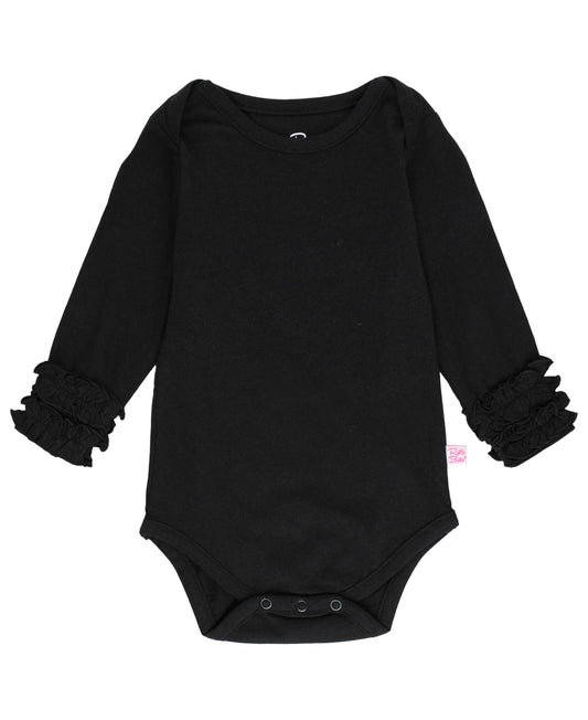 Baby Girls Black Ruffled Long Sleeve Layering Bodysuit