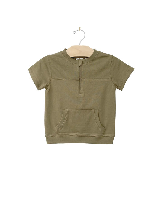 City Mouse® 1/2 Zip Tee- Dusky Green