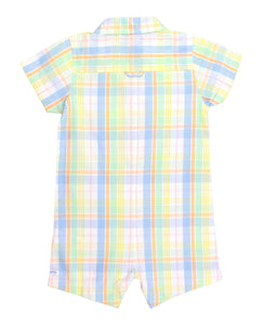 RuffleButts + RuggedButts® Boys Plaid Button-Up Romper