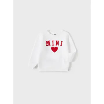 "Mini" Heart Print Sweatshirs - White