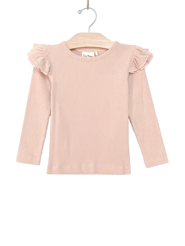 City Mouse® Flutter Sleeve Tee- Rose
