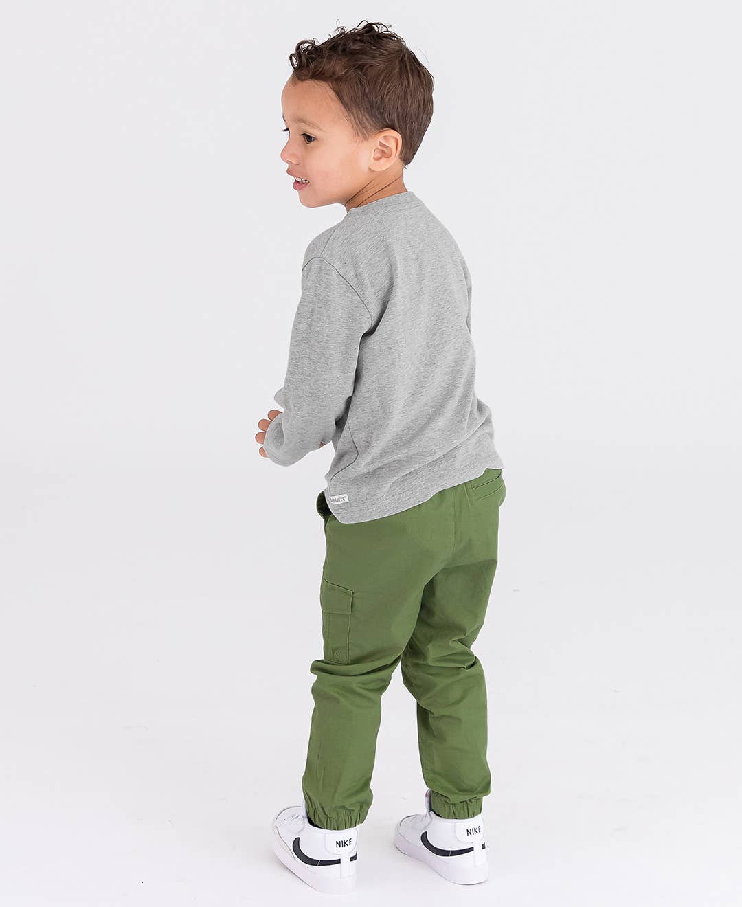 Boys Dusty Olive Slim Cargo Joggers