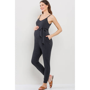 Belted Maternity Jumpsuit