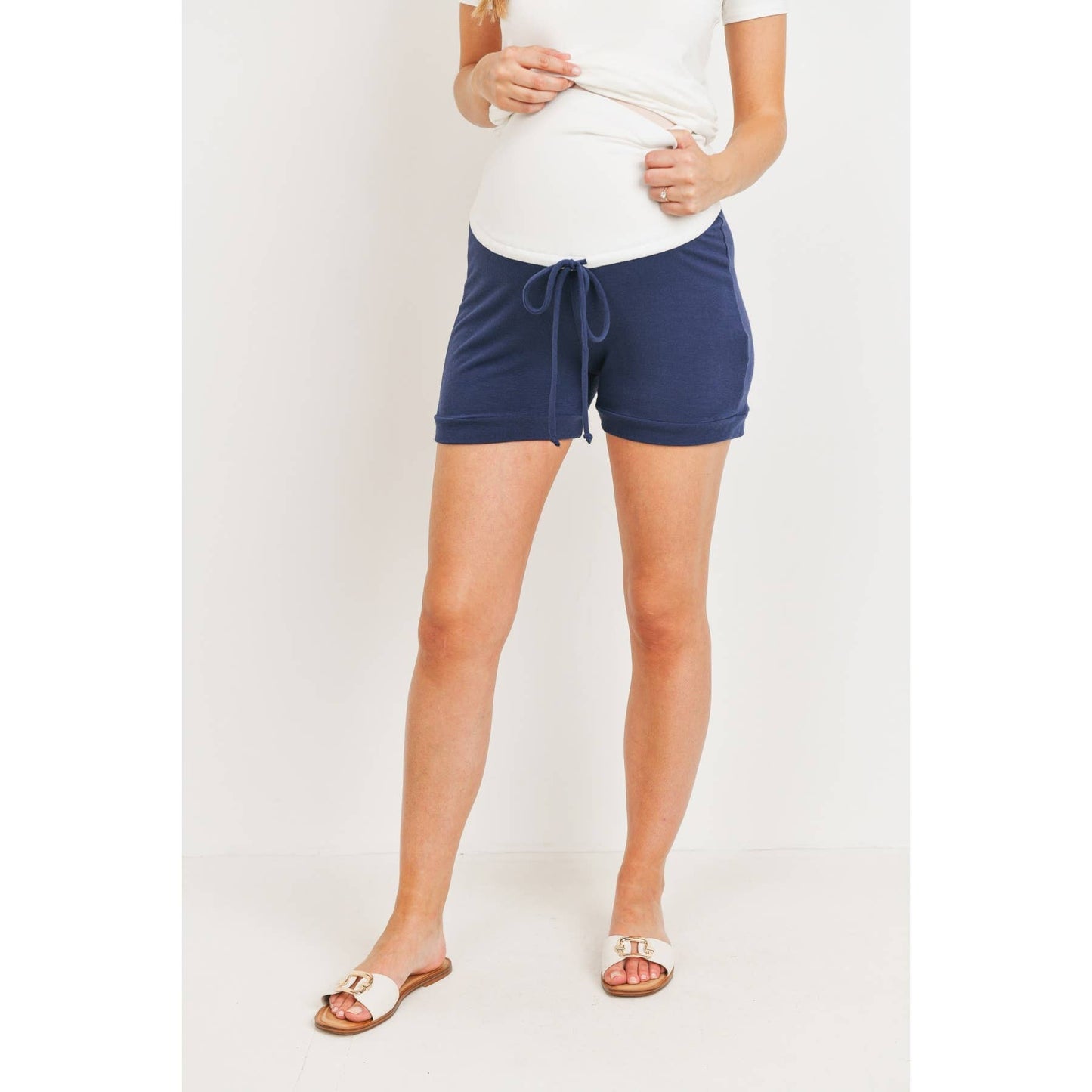 French Terry Maternity Lounge Track Shorts