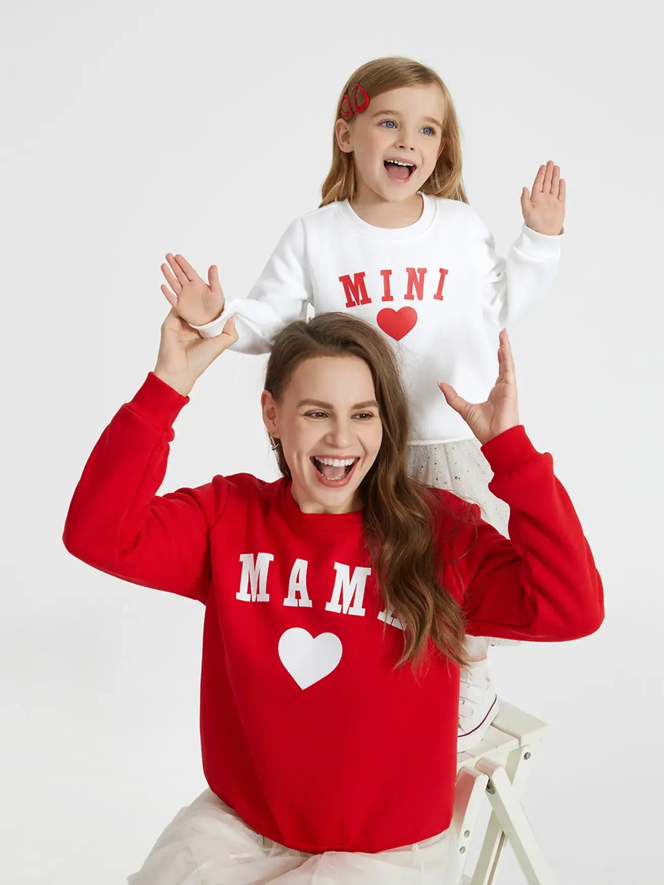 "Mini" Heart Print Sweatshirt - Red