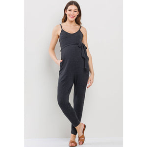 Belted Maternity Jumpsuit