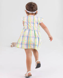 RuffleButts + RuggedButts® Rainbow Plaid Skirted Romper