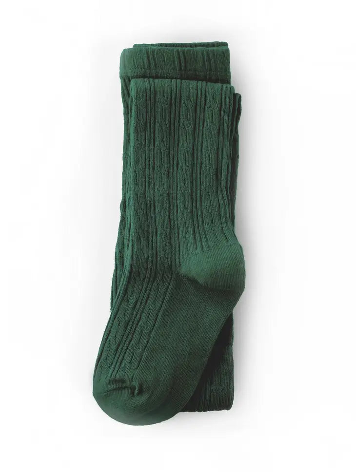 Forest Green Cable Knit Tights