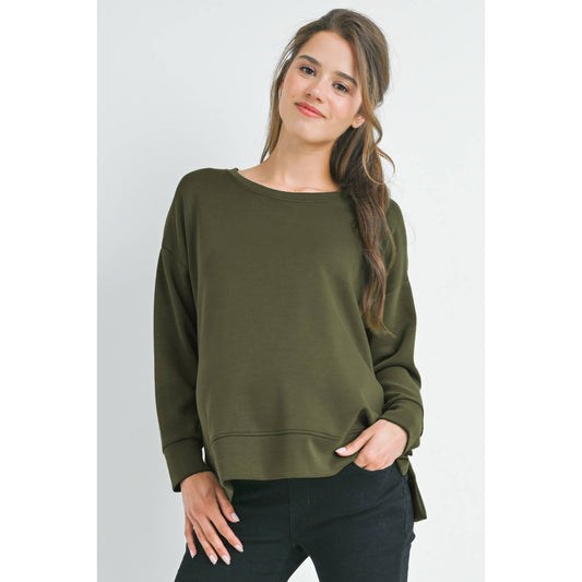 Side Slit Pullover Maternity Sweatshirt