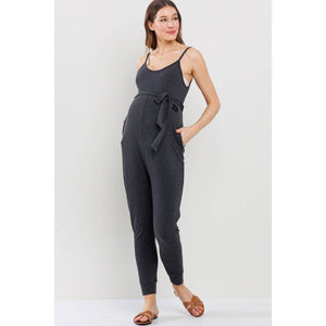 Belted Maternity Jumpsuit