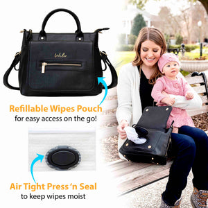 Small Black Diaper Bag Purse: Black