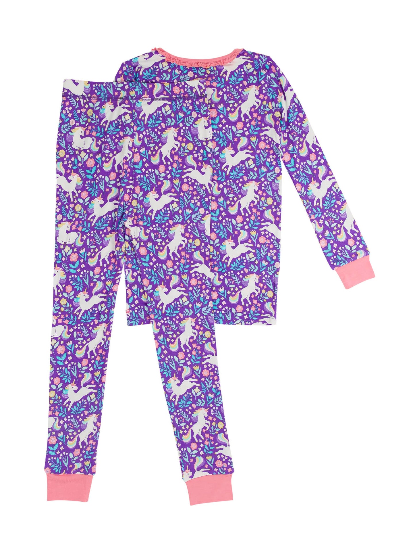 Unicorn Meadow Bamboo Ruffle Pajama Set