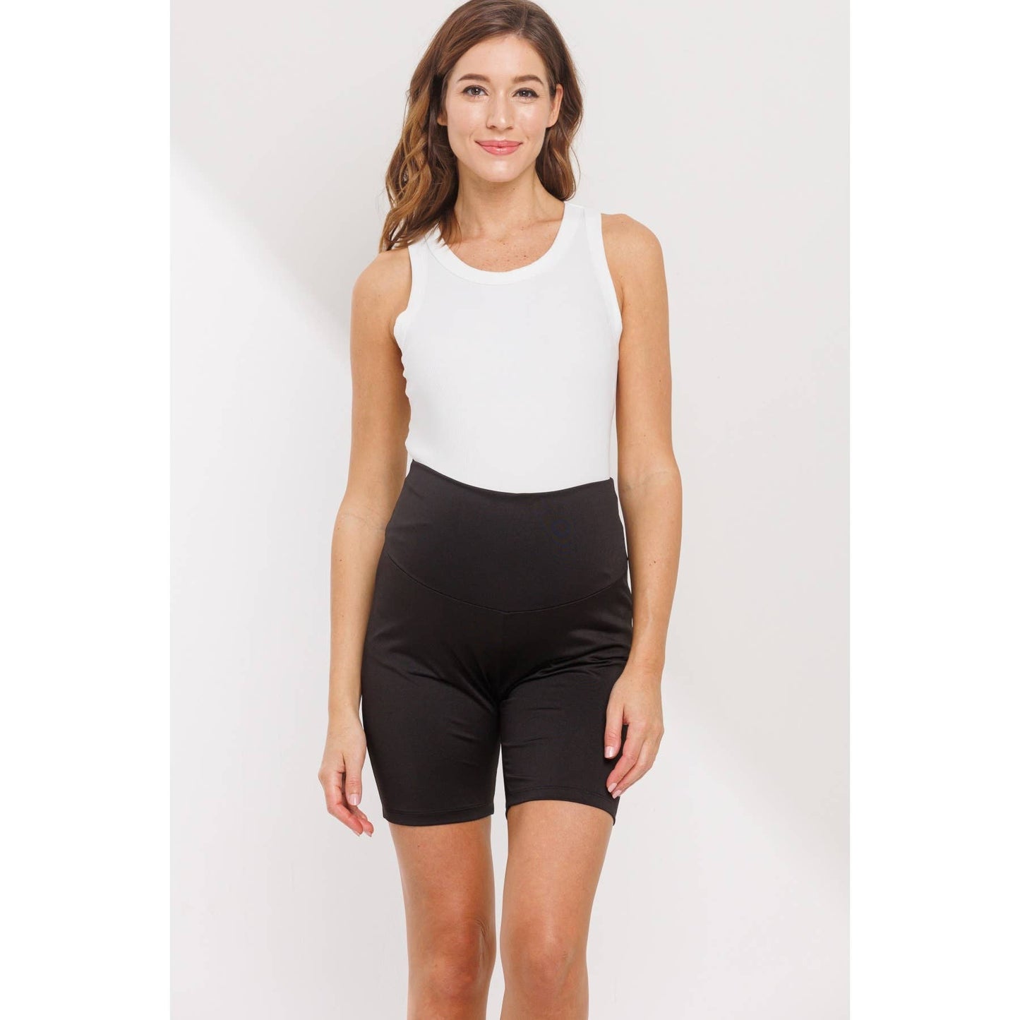 Solid Black Maternity Biker Shorts