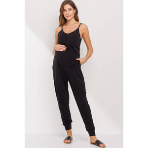 Belted Maternity Jumpsuit