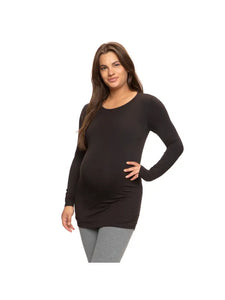 Maternity Side Shirred Long Sleeve Crewneck Shirt