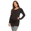 Maternity Side Shirred Long Sleeve Crewneck Shirt