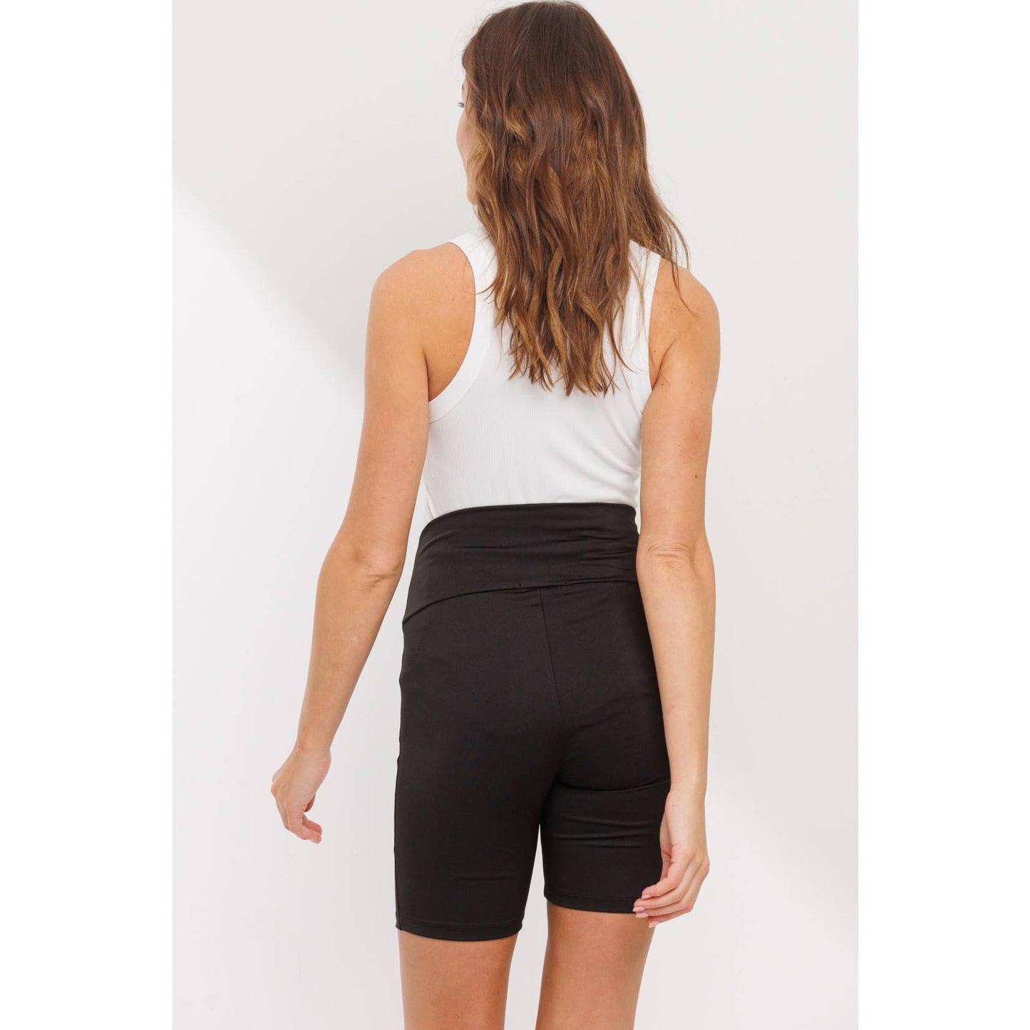 Solid Black Maternity Biker Shorts