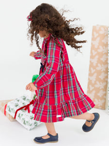 'Tis The Season Plaid Ruffle Bow Dress