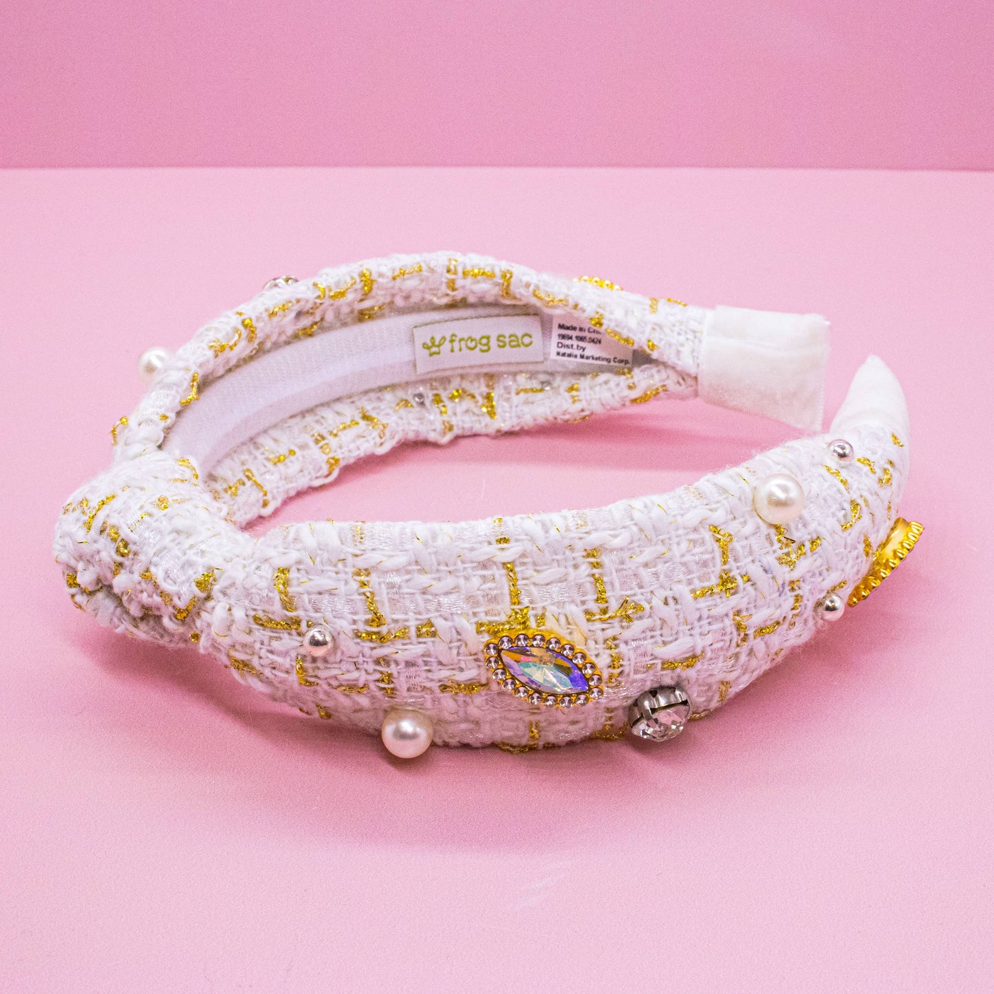 Embellished Pearl Tweed Knot Headband