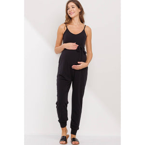 Belted Maternity Jumpsuit