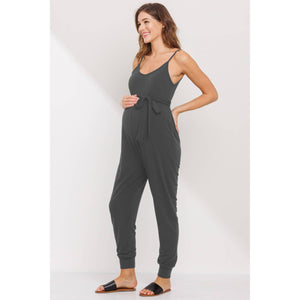 Belted Maternity Jumpsuit