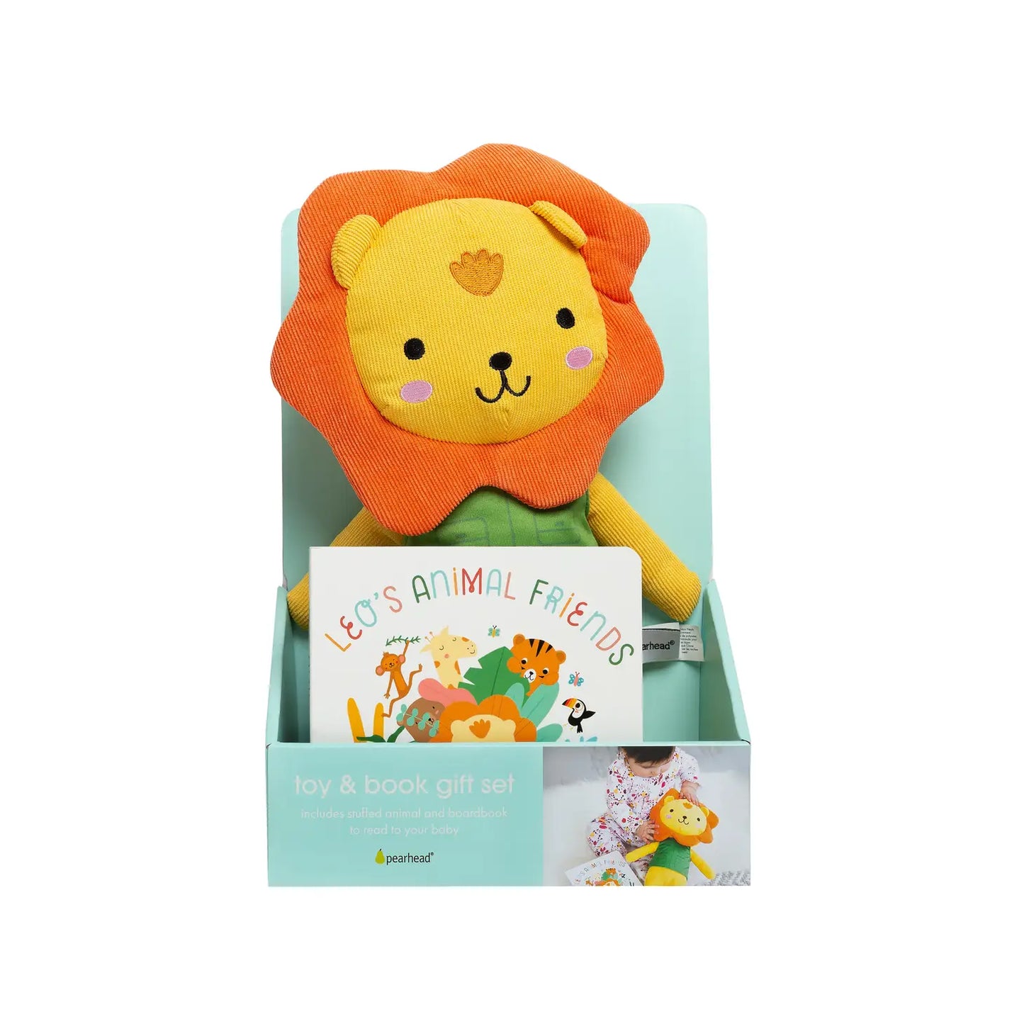 Lion Stuffed Animal Toy and Board Book Gift Set