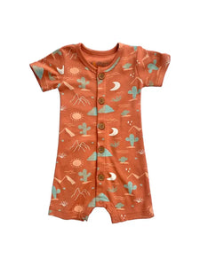 Organic Cotton Short Sleeve Romper - Desert