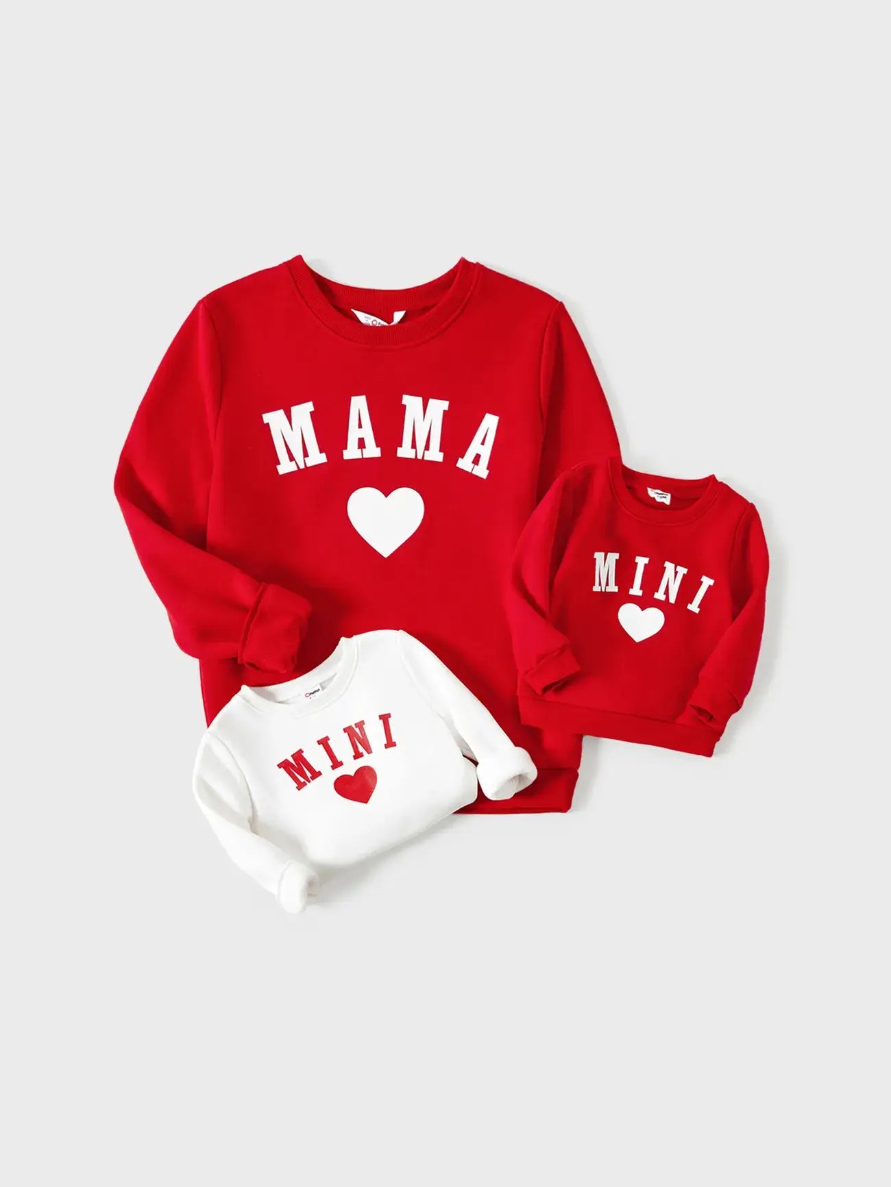 "Mini" Heart Print Sweatshirt - Red