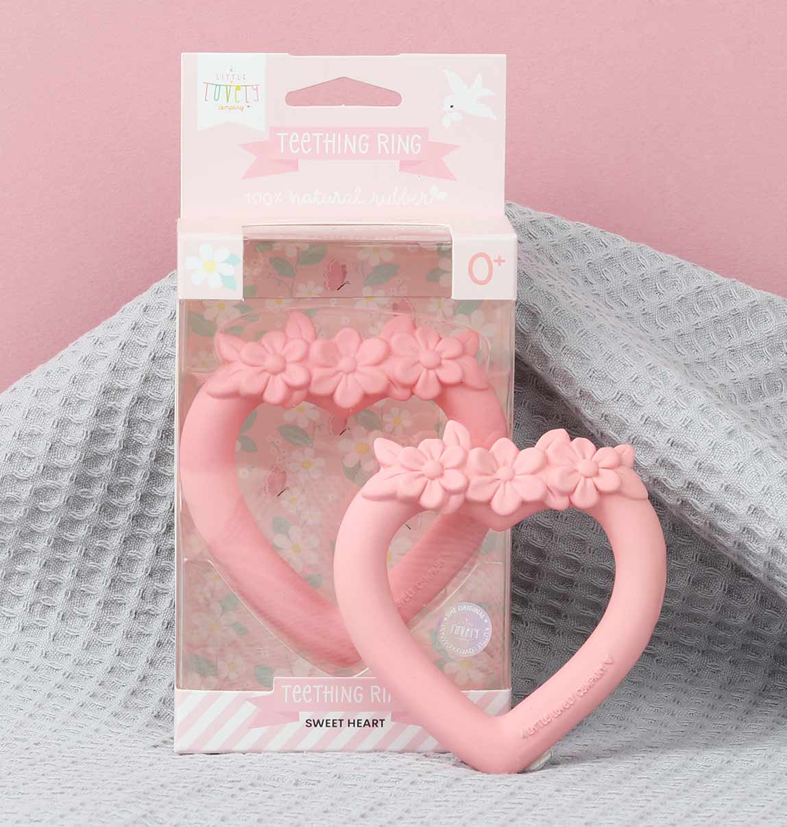 Teething ring: Sweet heart - pink