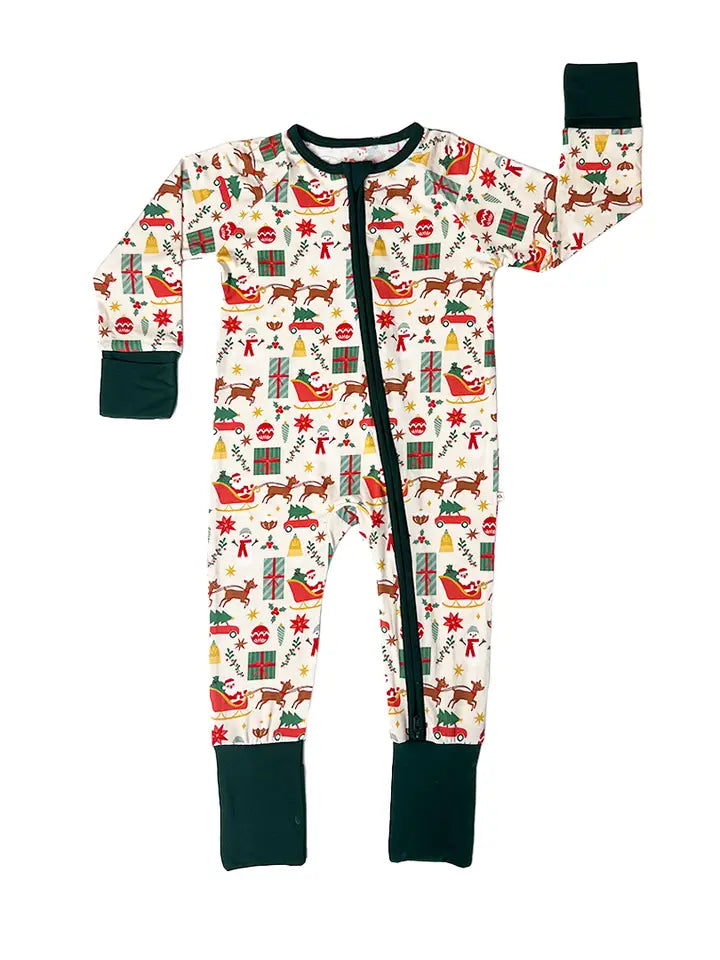 Holiday Vintage Christmas Bamboo Convertible Baby Pajamas