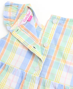 RuffleButts + RuggedButts® Rainbow Plaid Skirted Romper