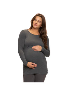 Maternity Side Shirred Long Sleeve Crewneck Shirt