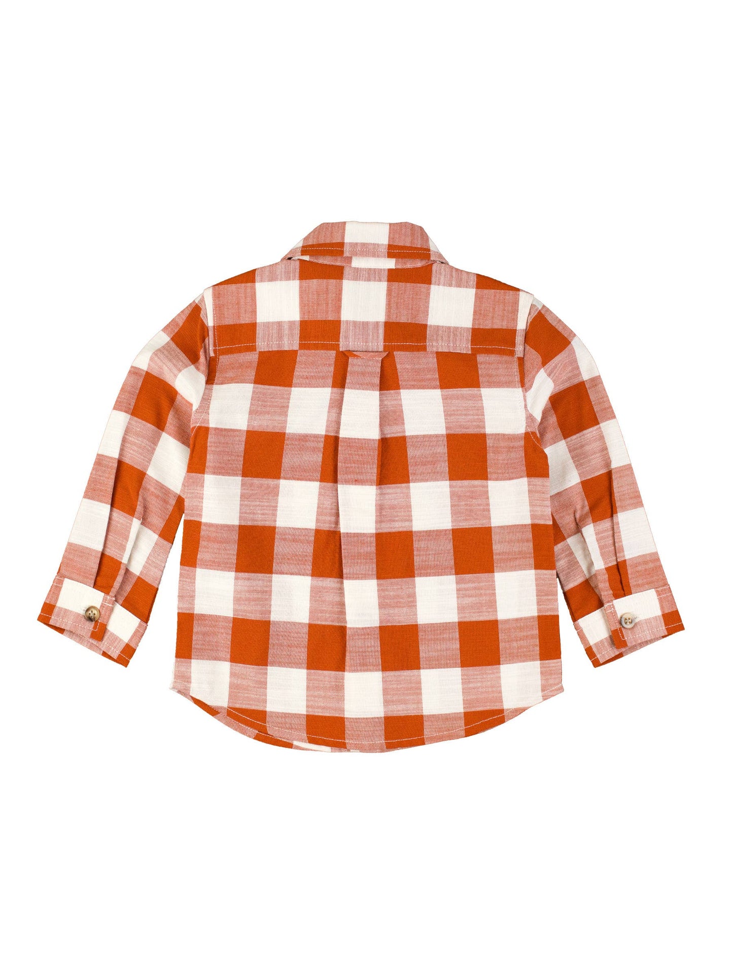 Boys Rust Plaid Long Sleeve Button Down Shirt