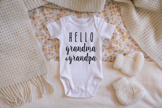 "Hello Grandma & Grandpa" Pregnancy Announcement Onesie