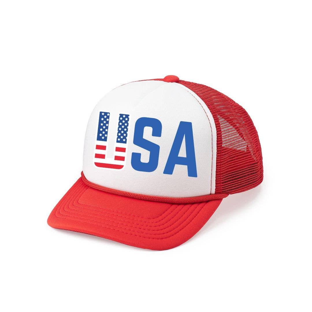 USA Flag Trucker Hat - Kids 4th of July Hat