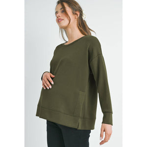 Side Slit Pullover Maternity Sweatshirt