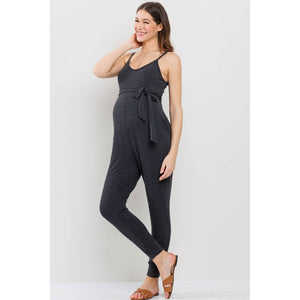 Belted Maternity Jumpsuit