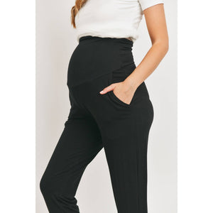 Solid Maternity Knit Joggers with Pockets