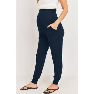 Navy Maternity Knit Joggers with Pockets