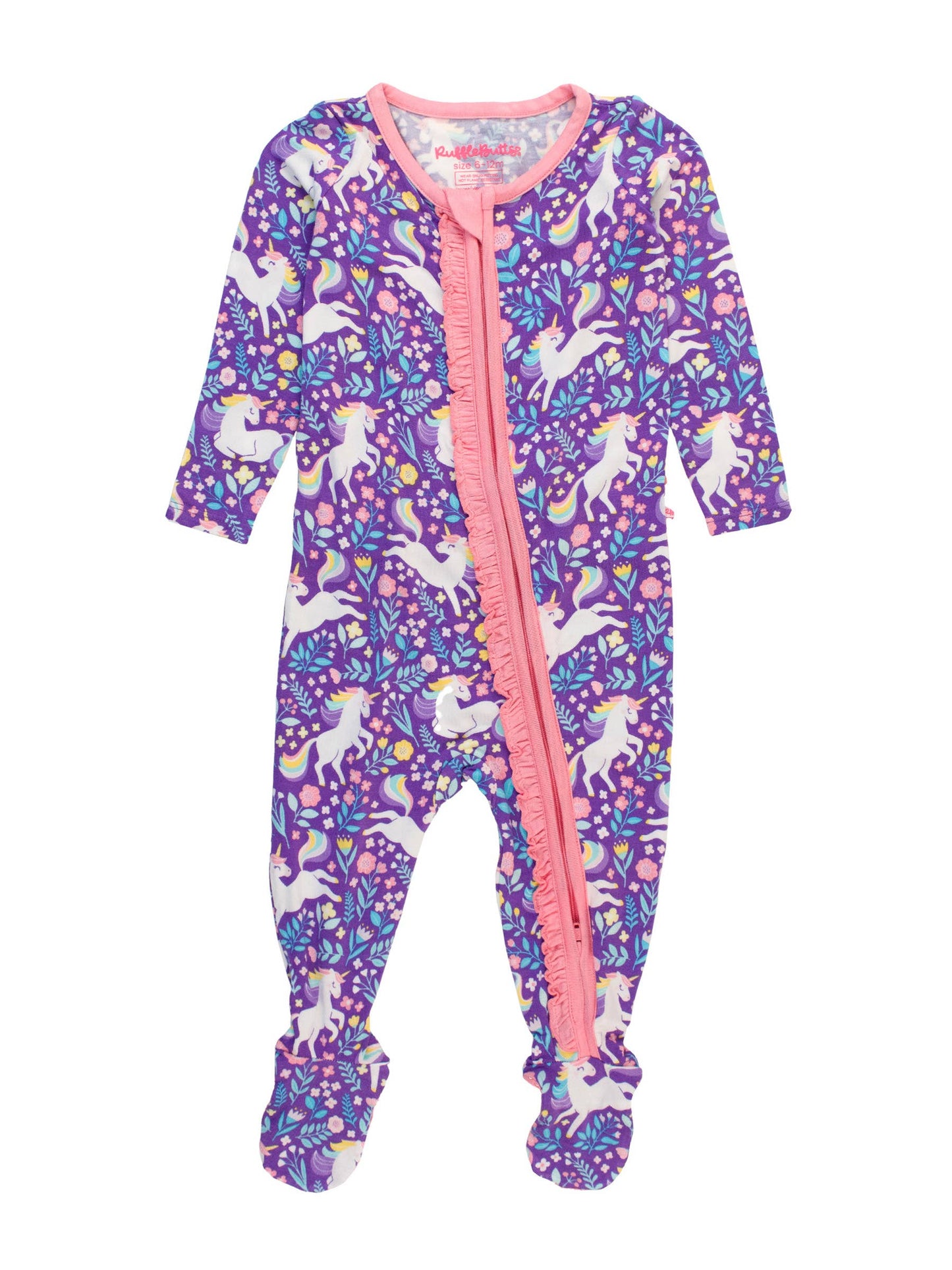 Unicorn Meadow Bamboo Footed Ruffle Pajama